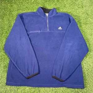 Y2K Adidas Blue Quarter Zip Fleece Pullover Men’s XL 1/4 Zip Lightweight Jacket